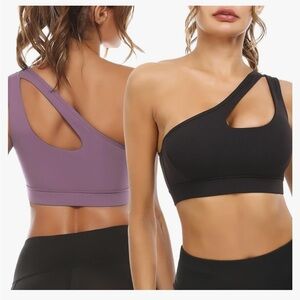 NWT Lavender One Shoulder Sports Bra Cutout Asymmetrical Workout Yoga Top Size L